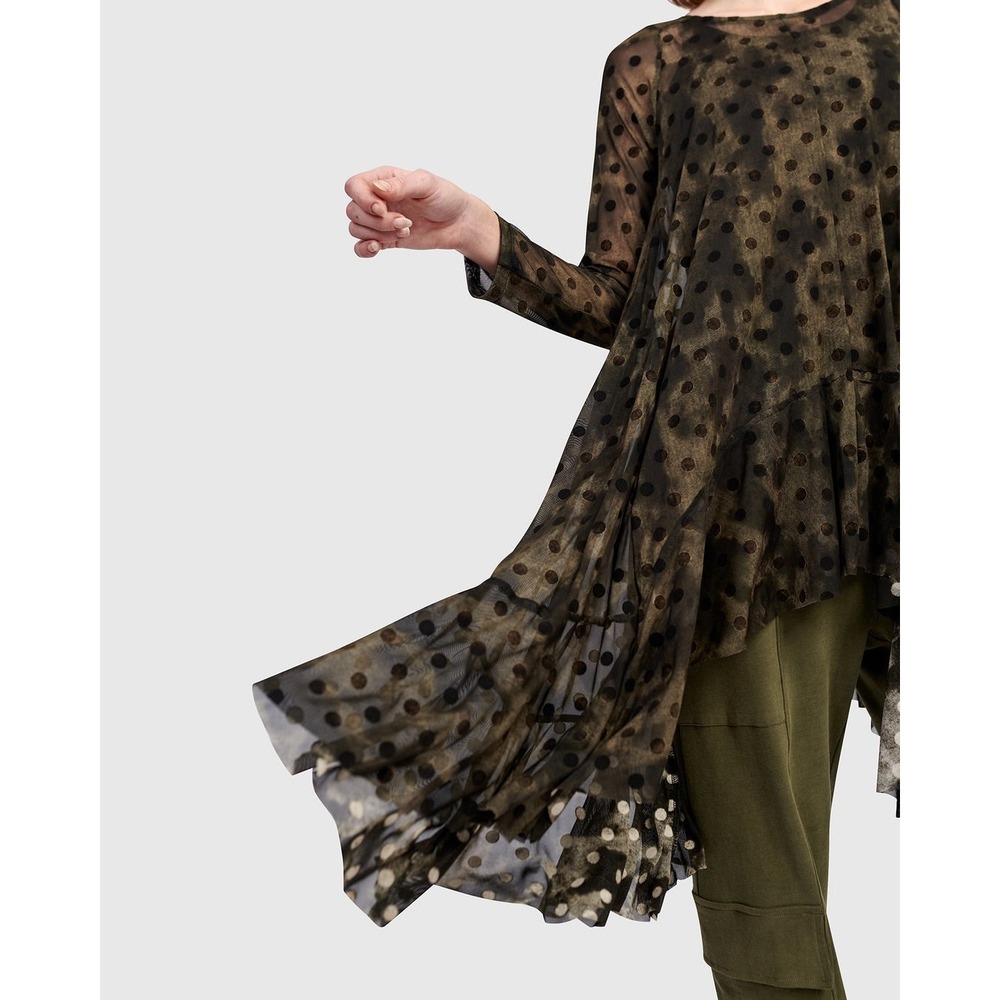 Alembika Urban Clover Mesh Tunic sheer mesh‎  velvet dots artsy art to wear